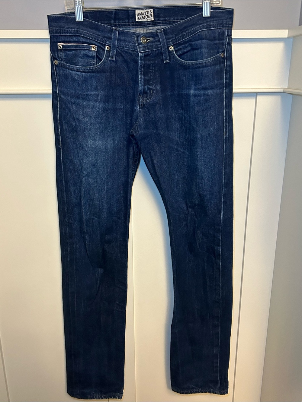 Vintage Naked and Famous raw salvage denim skinny jeans